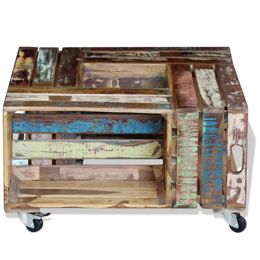 Table basse Bois de récupération massif 70x70x35 cm - 6