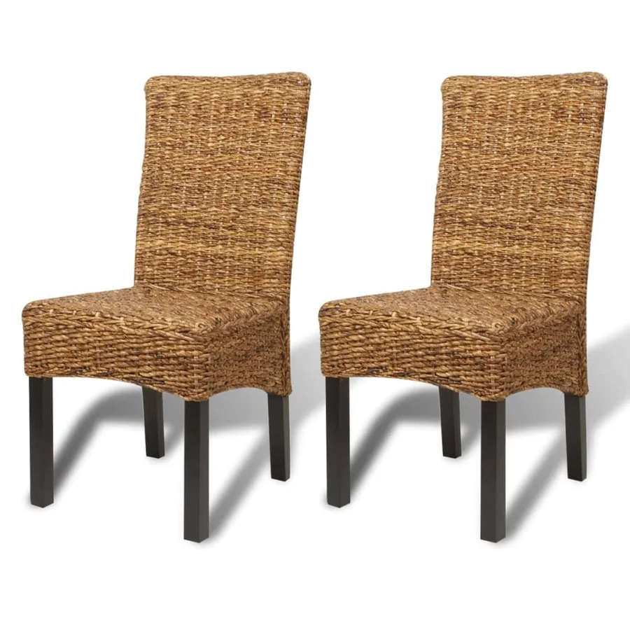 Chaises à manger lot de 2 bois solide de manguier et abaca - 2