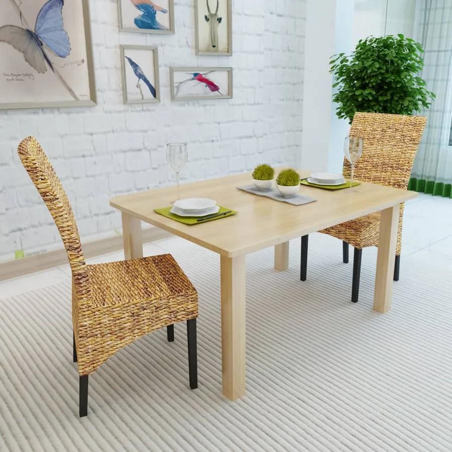 Chaises à manger lot de 2 bois solide de manguier et abaca - 3