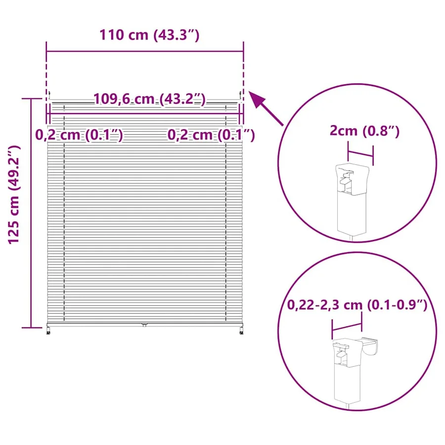 Store plissé 110x125 cm Blanc - 10