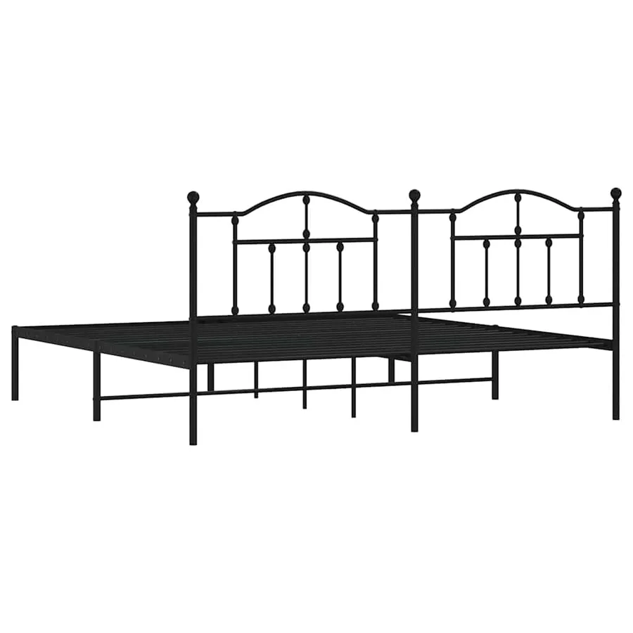 Cadre de lit métal sans matelas avec tête de lit noir 193x203cm - 8