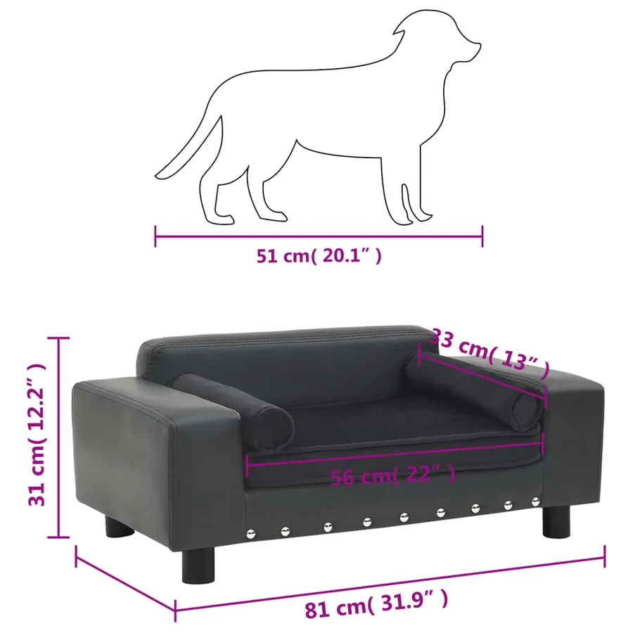 Canapé pour chien Gris foncé 81x43x31 cm Peluche et similicuir - 8