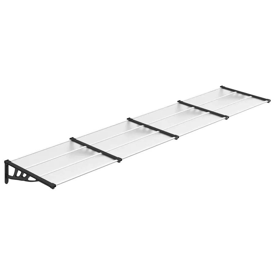 Auvent de porte Noir et transparent 396x90 cm Polycarbonate - 2