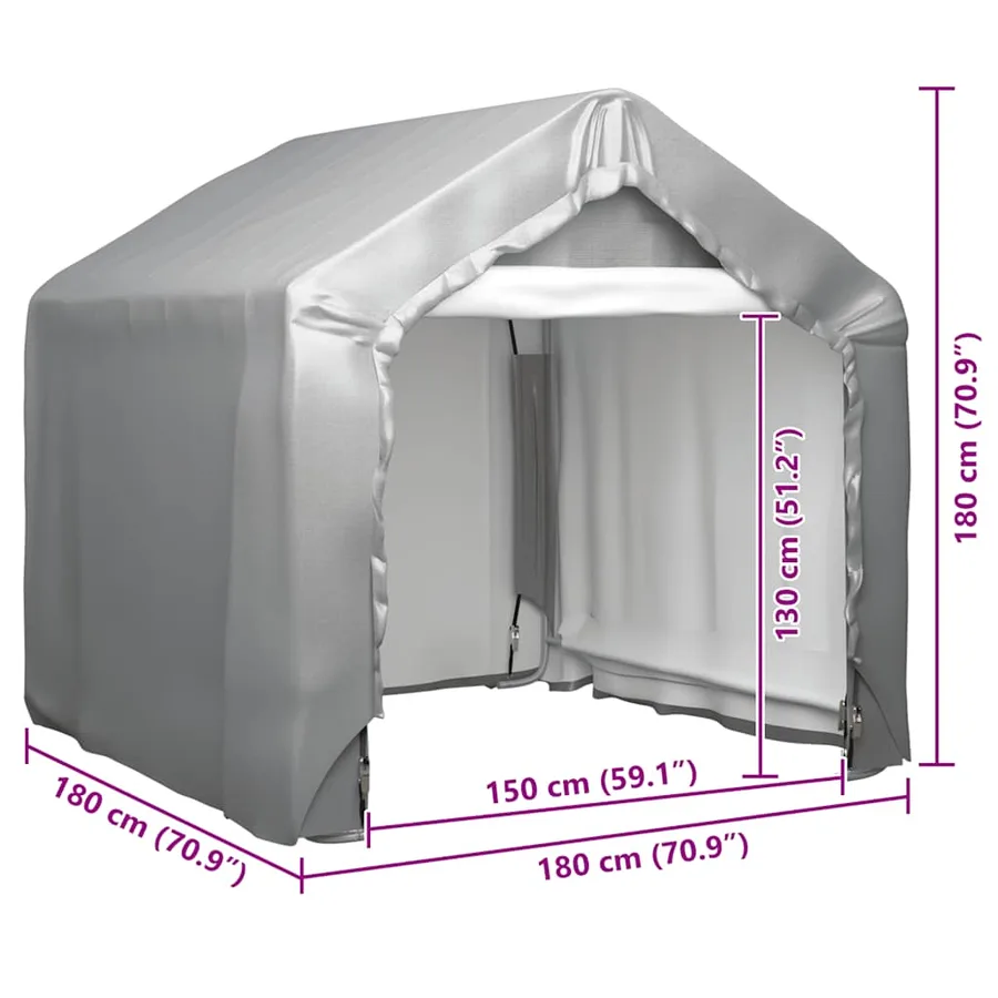 Tente de rangement Gris 180x180 cm Acier galvanisé - 6