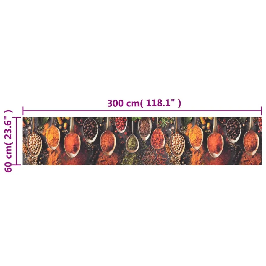 Tapis de cuisine lavable impression cuillère épices 60x300 cm - 5