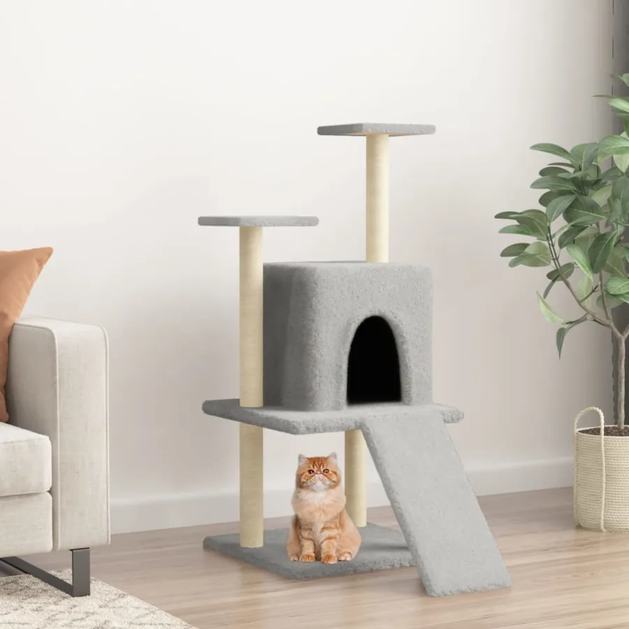 Arbre à chat avec griffoirs en sisal gris clair 110 cm