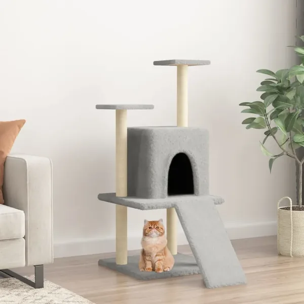 Arbre à chat avec griffoirs en sisal gris clair 110 cm