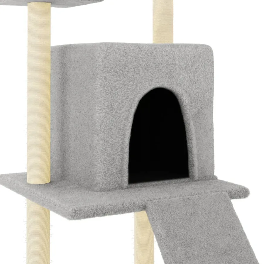 Arbre à chat avec griffoirs en sisal gris clair 110 cm - 6