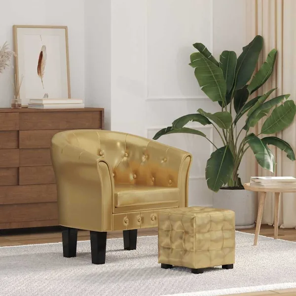Chaise cabriolet avec repose-pied doré similicuir