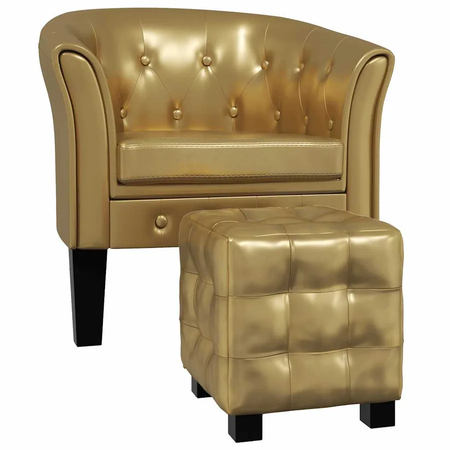 Chaise cabriolet avec repose-pied doré similicuir - 2