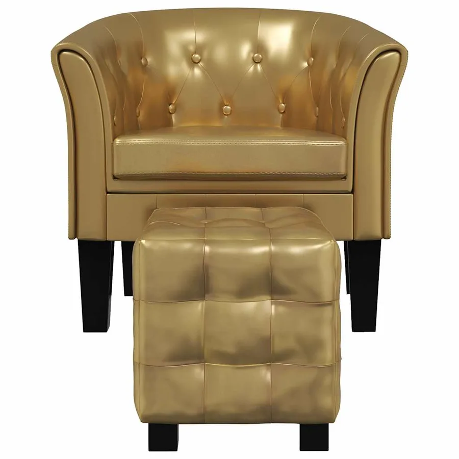 Chaise cabriolet avec repose-pied doré similicuir - 3