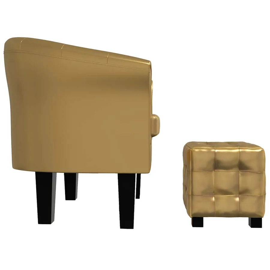 Chaise cabriolet avec repose-pied doré similicuir - 4