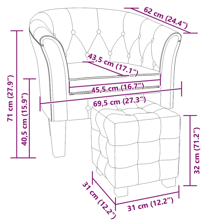 Chaise cabriolet avec repose-pied doré similicuir - 7