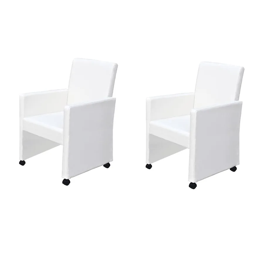 Chaises à manger lot de 2 blanc similicuir - 2