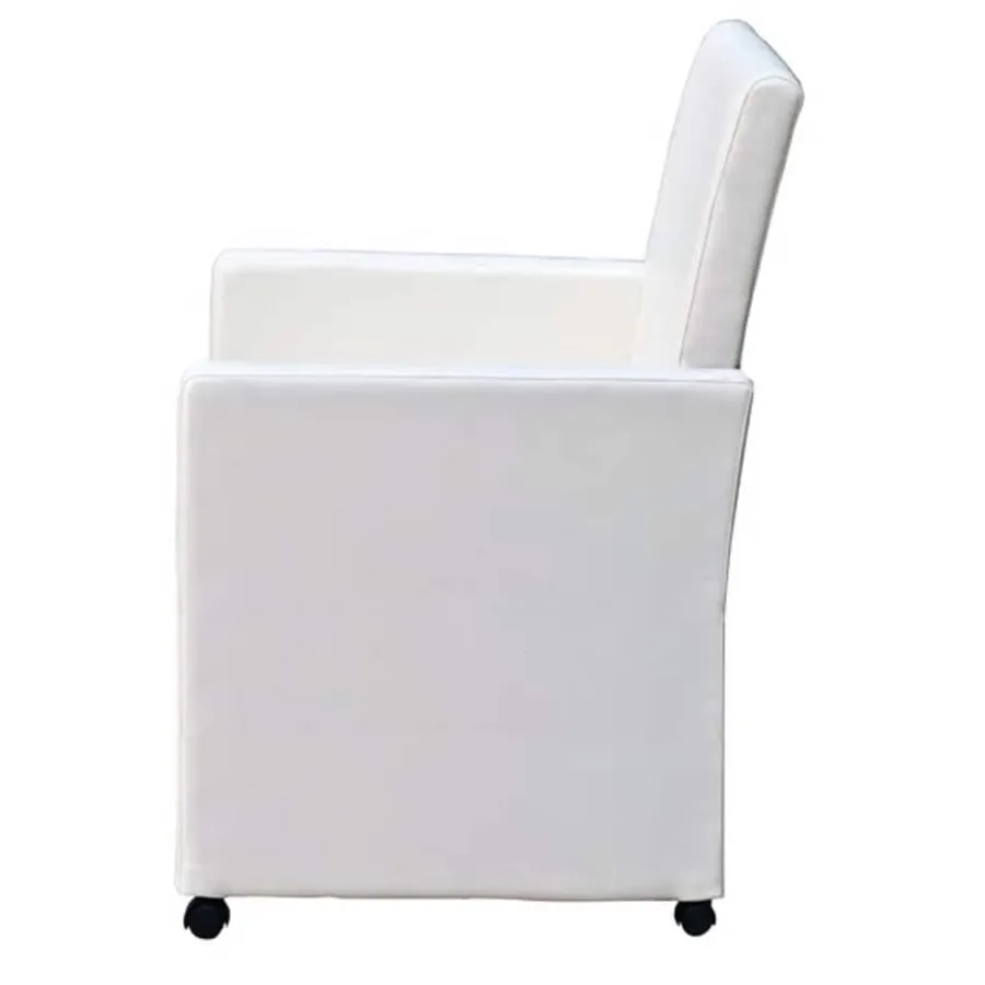 Chaises à manger lot de 2 blanc similicuir - 4