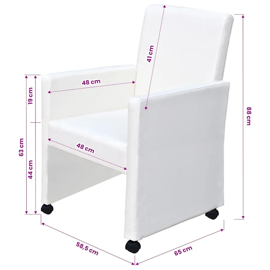 Chaises à manger lot de 2 blanc similicuir - 9