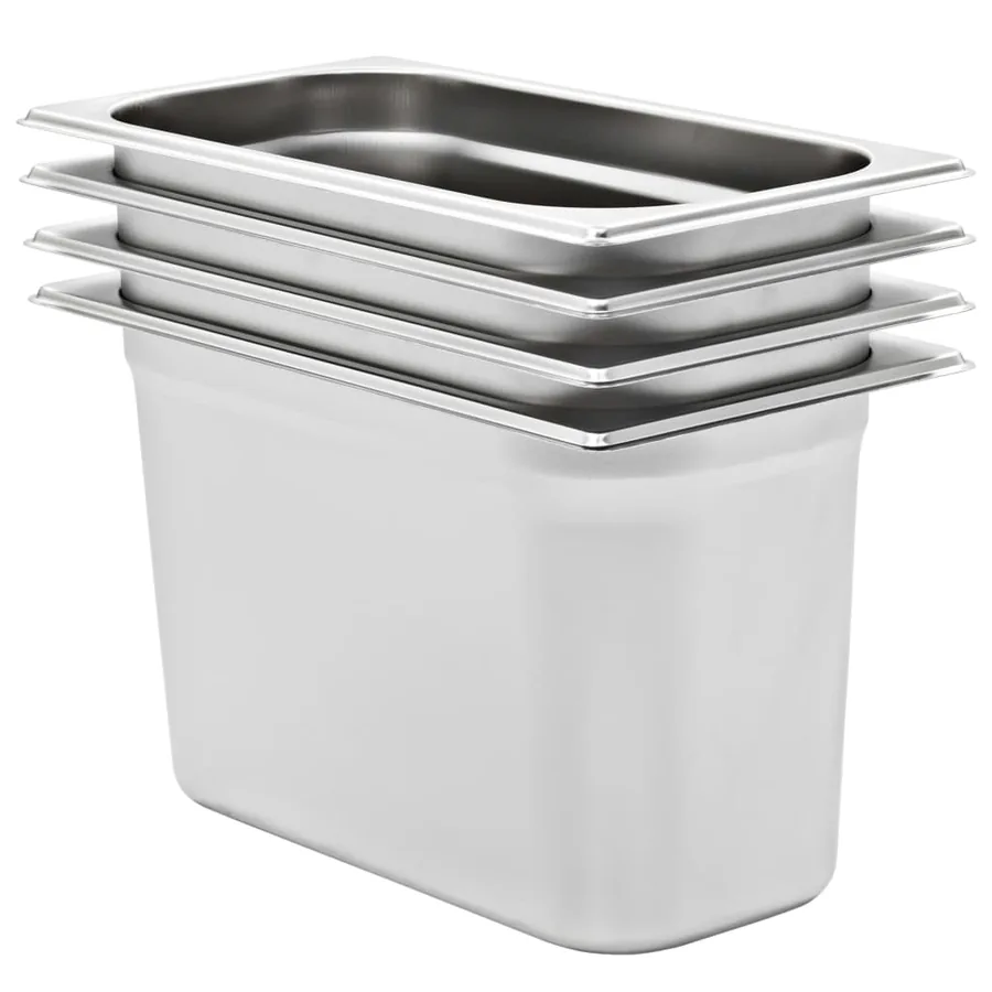 Récipients Gastronorm 4 pcs GN 1/3 200 mm Acier inoxydable