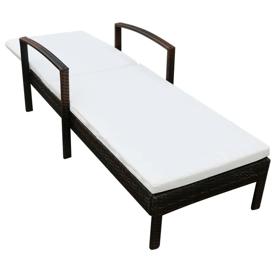 Chaise longue avec coussin Résine tressée Marron - 3
