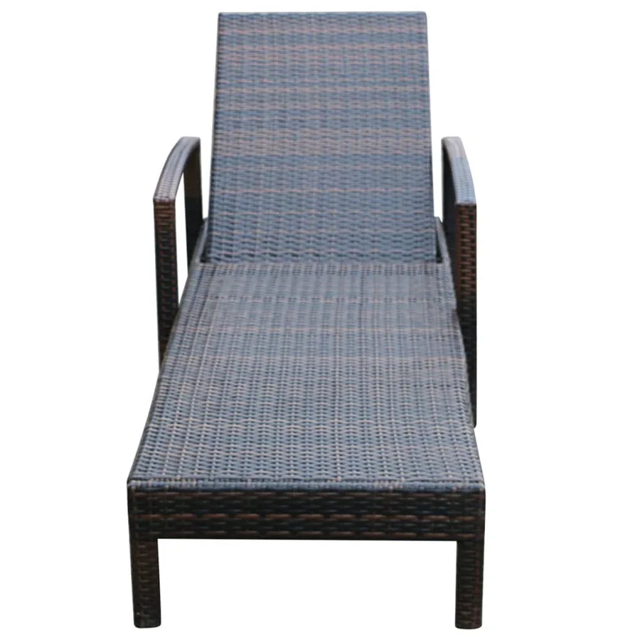 Chaise longue avec coussin Résine tressée Marron - 5