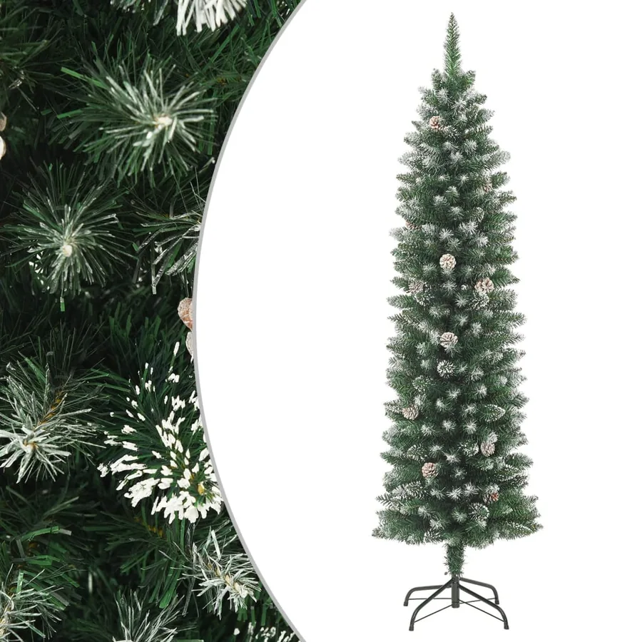 Sapin de Noël artificiel mince avec support 240 cm PVC