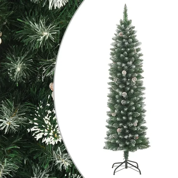 Sapin de Noël artificiel mince avec support 240 cm PVC