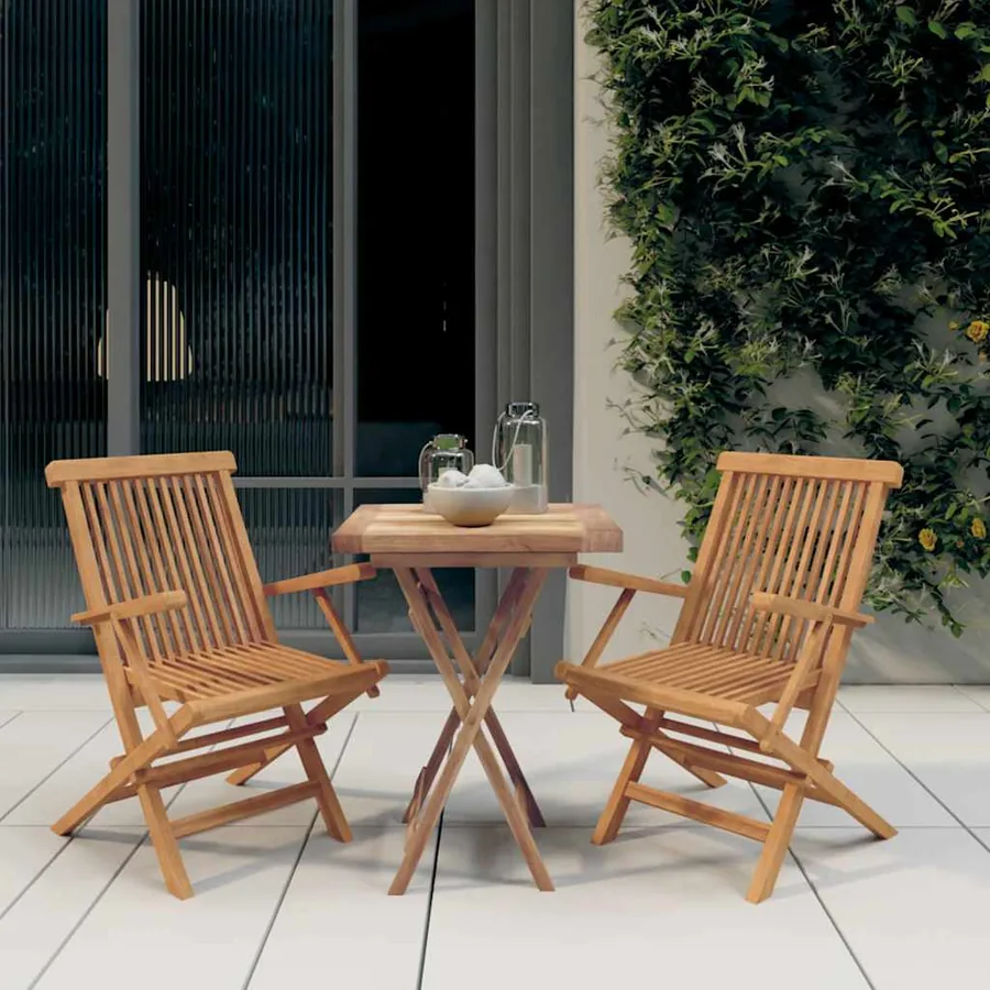 Ensemble à manger de jardin 3 pcs Bois de teck massif