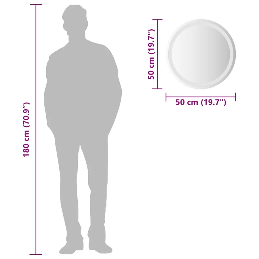Miroir de salle de bain à LED 50 cm rond - 13