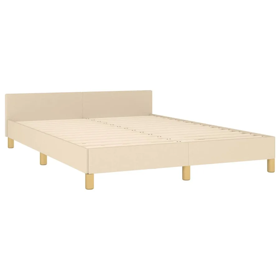 Cadre de lit sans matelas crème 140x190 cm tissu - 5