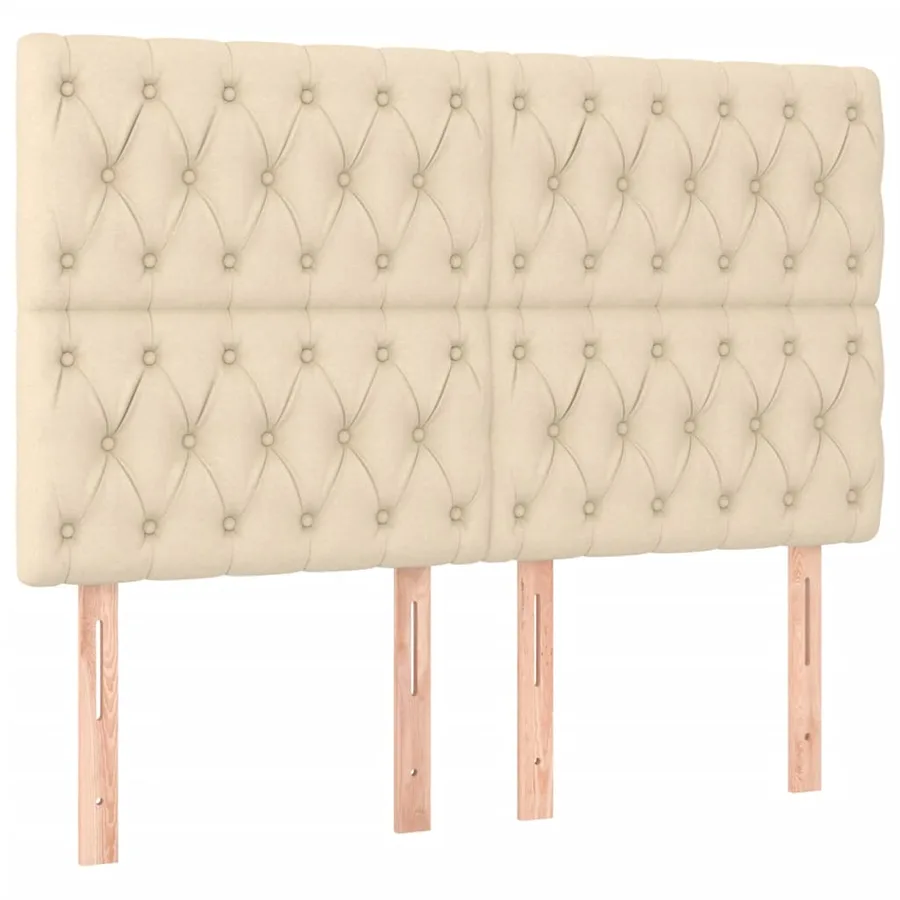 Cadre de lit sans matelas crème 140x190 cm tissu - 9