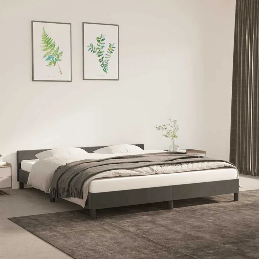 Cadre de lit sans matelas gris foncé 180x200 cm velours