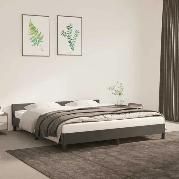 Cadre de lit sans matelas gris foncé 180x200 cm velours