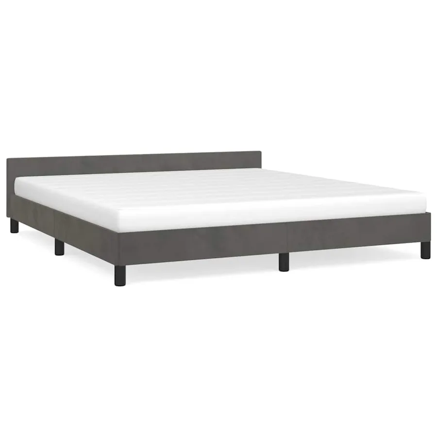 Cadre de lit sans matelas gris foncé 180x200 cm velours - 2