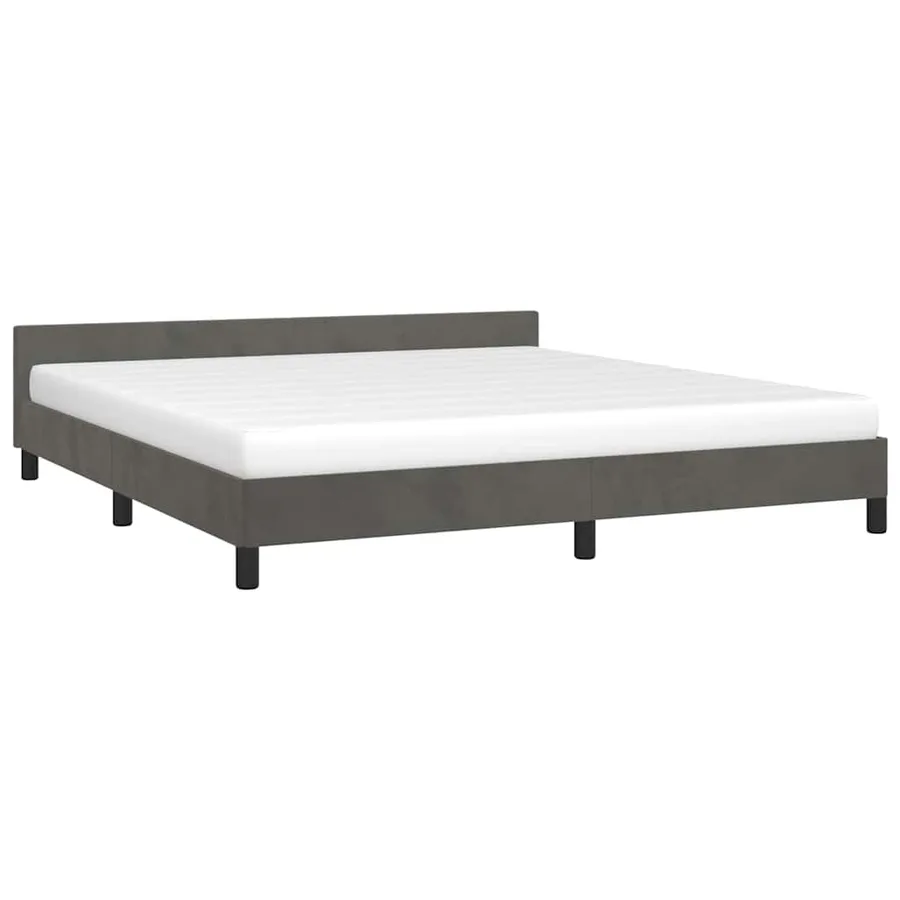 Cadre de lit sans matelas gris foncé 180x200 cm velours - 3