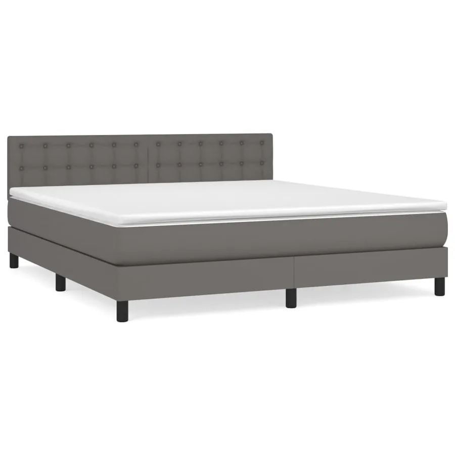Sommier à lattes de lit avec matelas Gris 160x200 cm Similicuir - 2