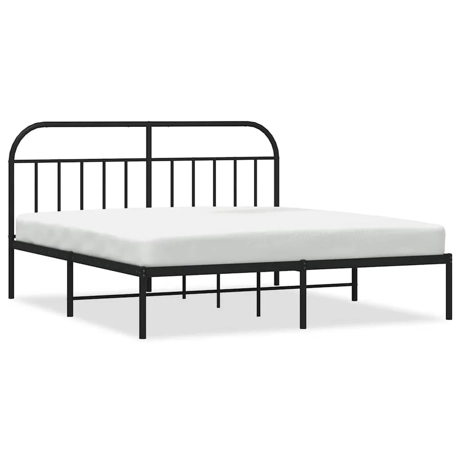 Cadre de lit métal sans matelas et tête de lit noir 180x200 cm - 2