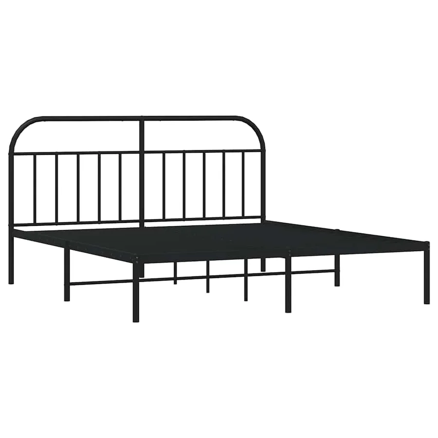 Cadre de lit métal sans matelas et tête de lit noir 180x200 cm - 3