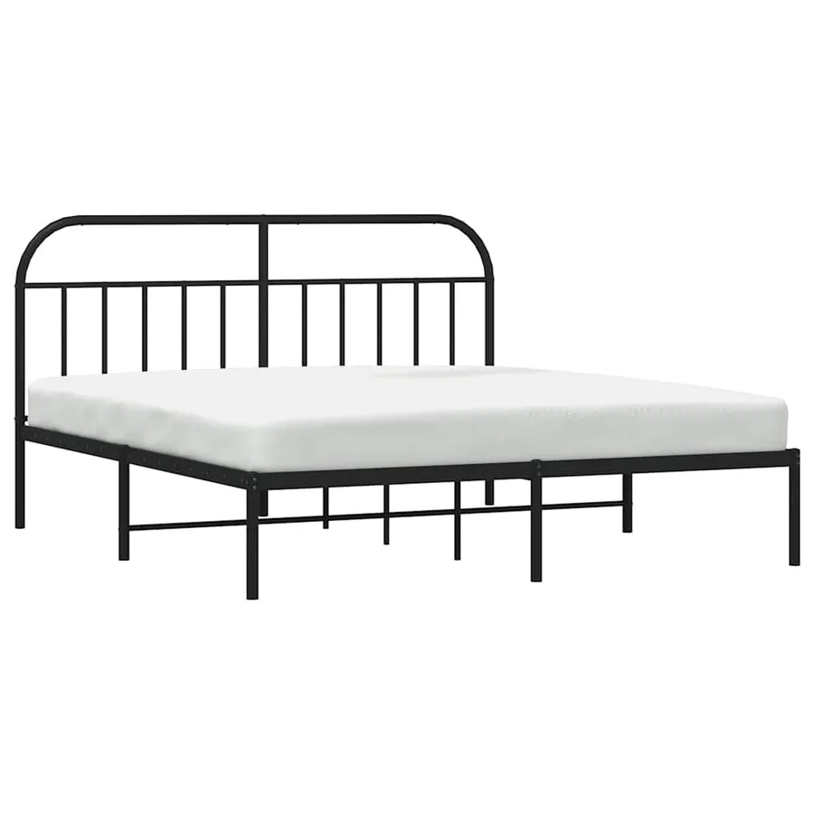 Cadre de lit métal sans matelas et tête de lit noir 180x200 cm - 5