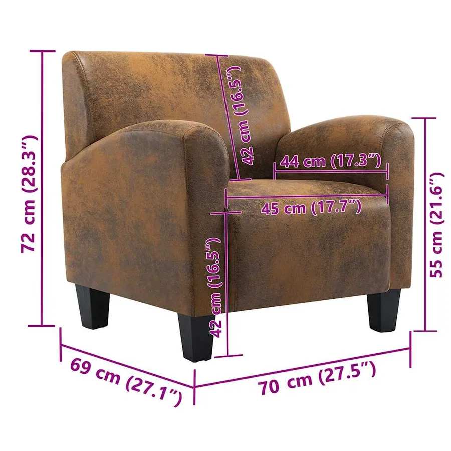 Canapé-chaise Marron 70x69x72 cm Similicuir - 9