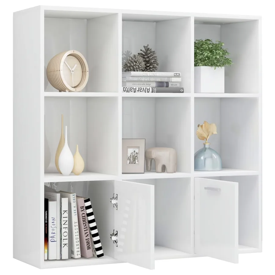 Bibliothèque Blanc brillant 98x30x98 cm Bois d’ingénierie - 6