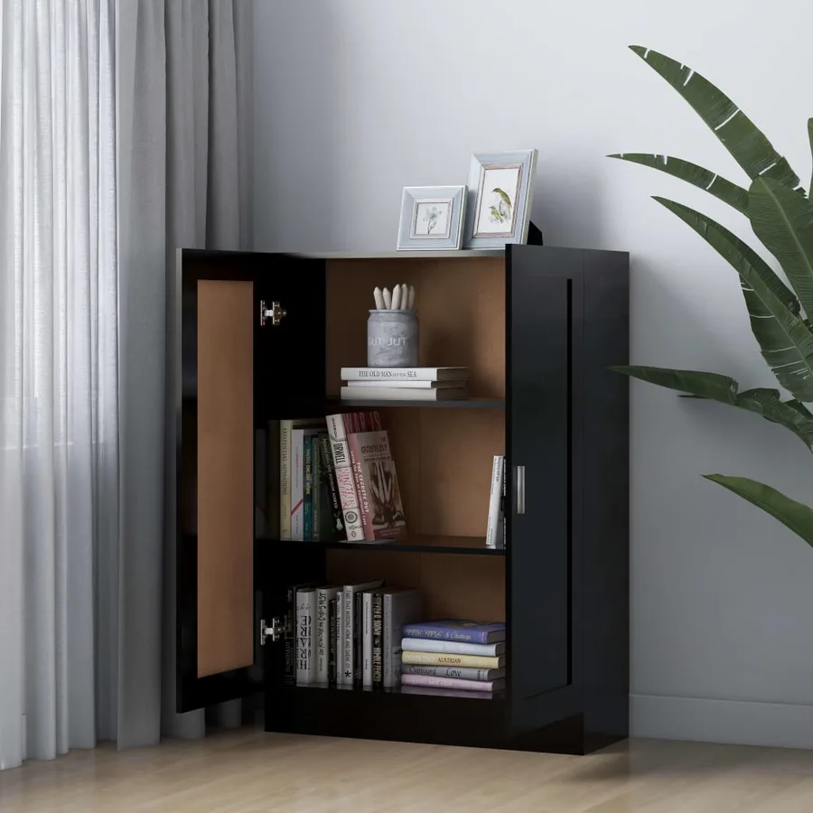 Bibliothèque Noir 82,5x30,5x115 cm Bois d'ingénierie - 3