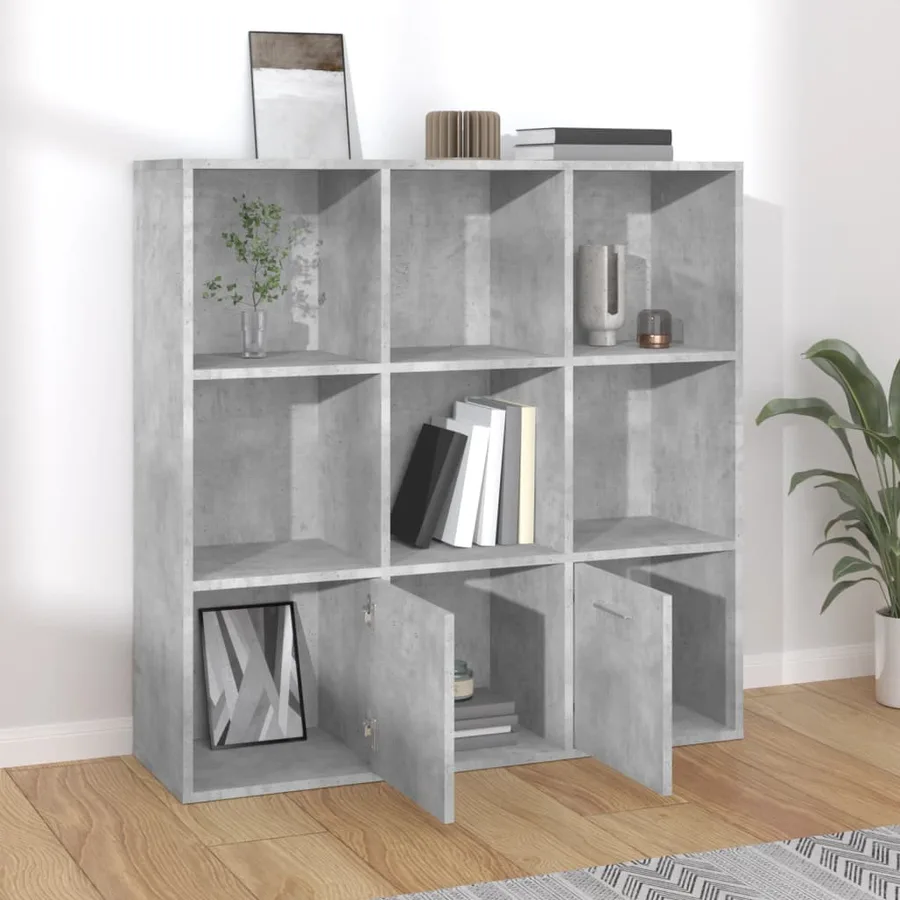 Bibliothèque Gris béton 98x30x98 cm Bois d’ingénierie - 3
