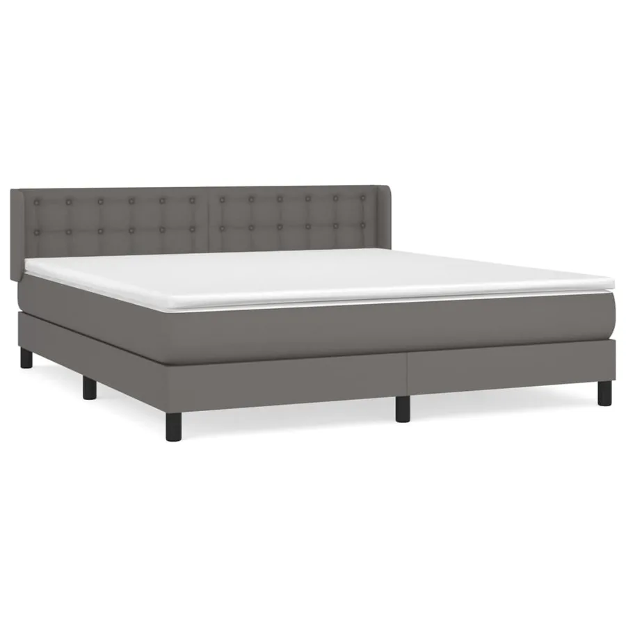 Sommier à lattes de lit avec matelas Gris 160x200 cm Similicuir - 2