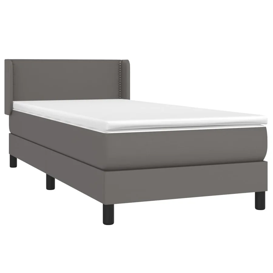 Sommier à lattes de lit avec matelas Gris 100x200 cm Similicuir - 3