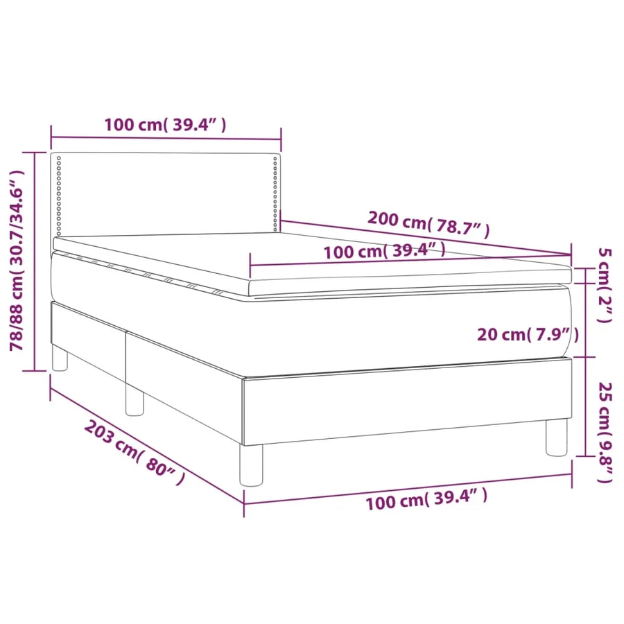 Sommier à lattes de lit avec matelas Gris 100x200 cm Similicuir - 7