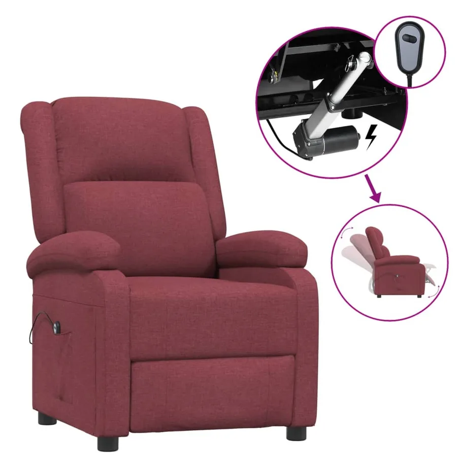 Fauteuil inclinable électrique Rouge bordeaux Tissu - 2