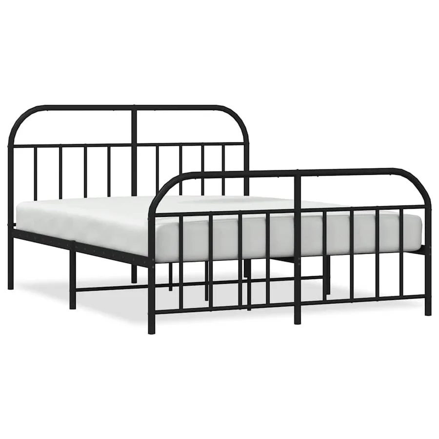 Cadre de lit métal sans matelas avec pied de lit noir 183x213cm - 2