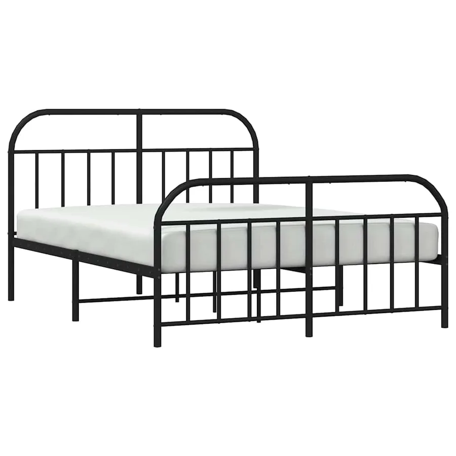 Cadre de lit métal sans matelas avec pied de lit noir 183x213cm - 5