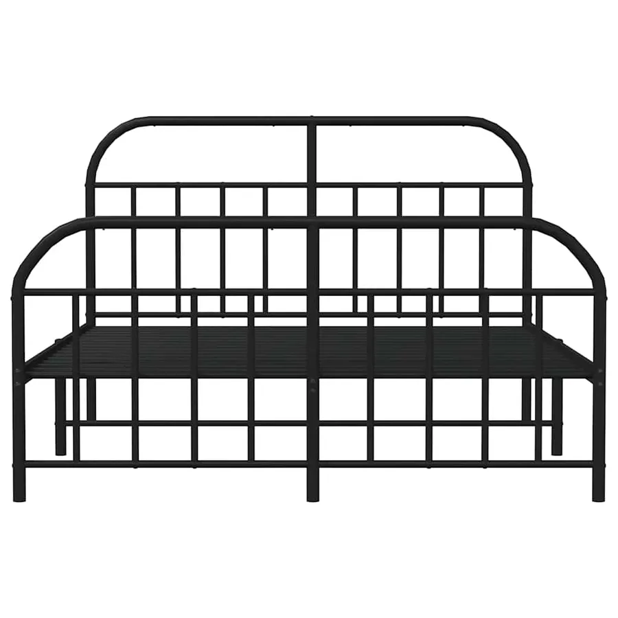 Cadre de lit métal sans matelas avec pied de lit noir 183x213cm - 6