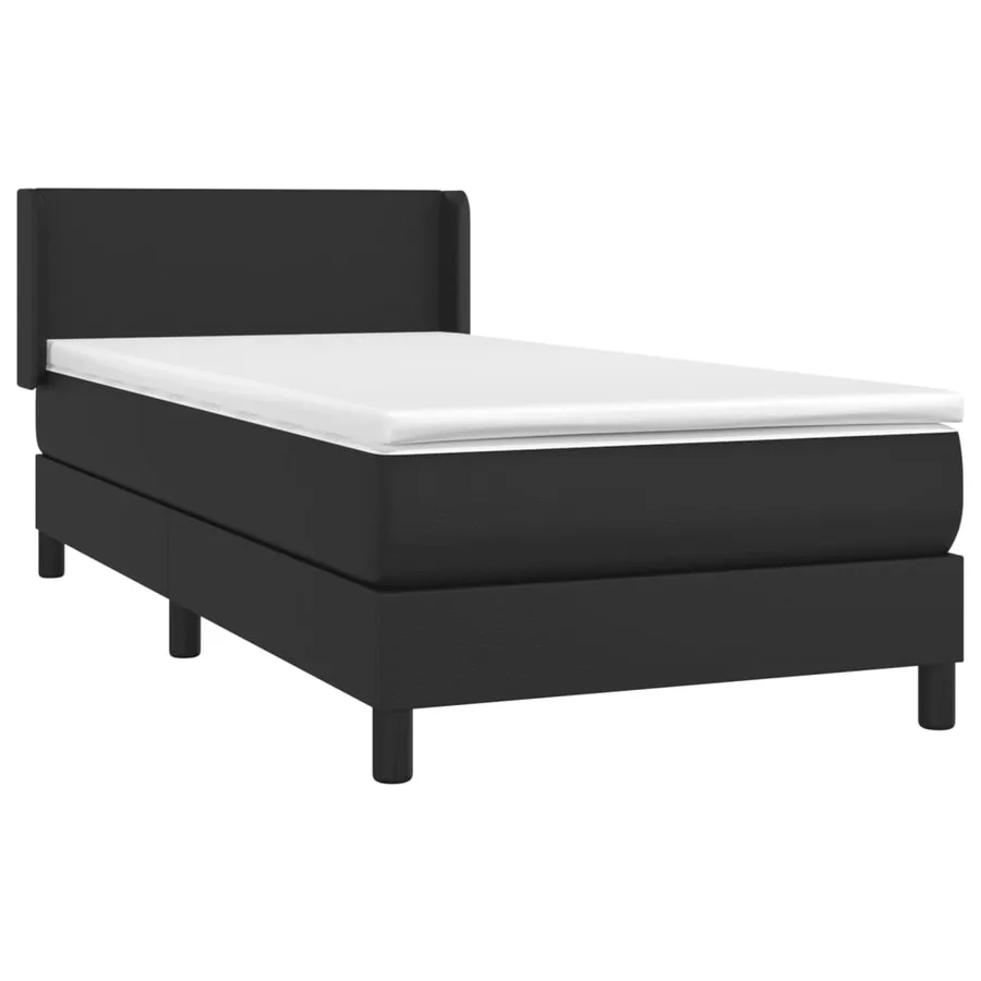 Sommier à lattes de lit avec matelas Noir 90x200 cm Similicuir - 3