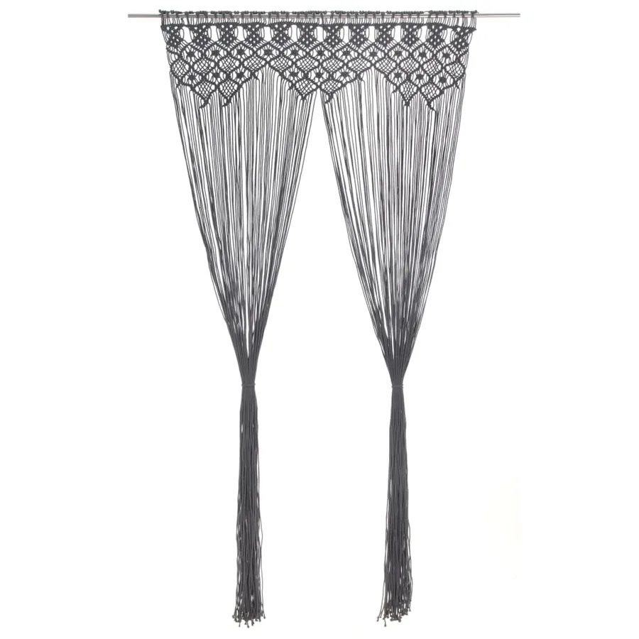 Rideau en macramé Anthracite 140x240 cm Coton